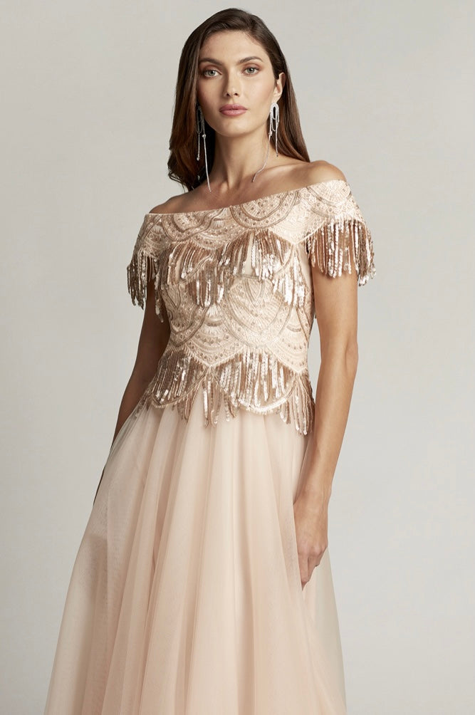 Tadsashi Ruby Sequin Fringe Tulle Gown - Park Lane Styling & Consulting