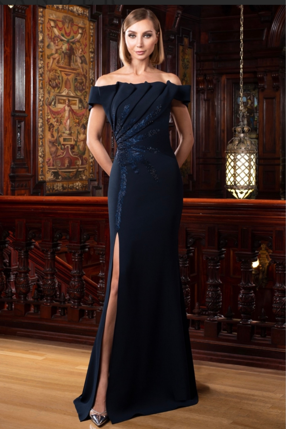 Pleated Bodice Off Shoulder Sheath Silhouette - Park Lane Styling & Consulting