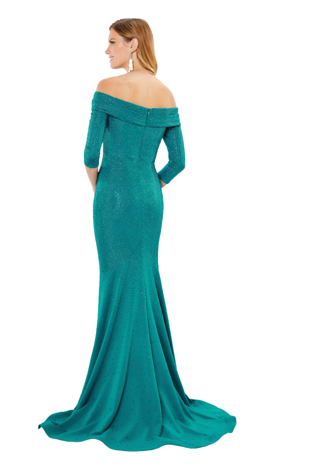 STONE ACCENTED OFF THE SHOULDER GOWN - Park Lane Styling & Consulting