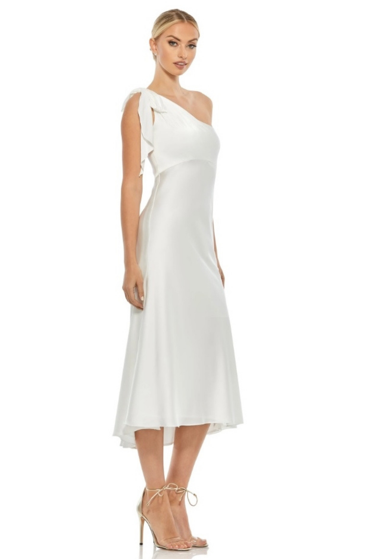 SATIN ONE SHOULDER MIDI DRESS - Park Lane Styling & Consulting