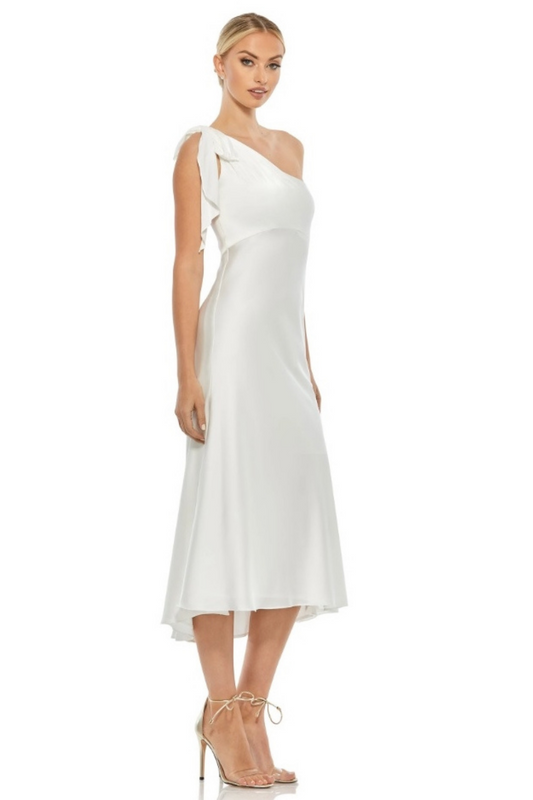 SATIN ONE SHOULDER MIDI DRESS - Park Lane Styling & Consulting