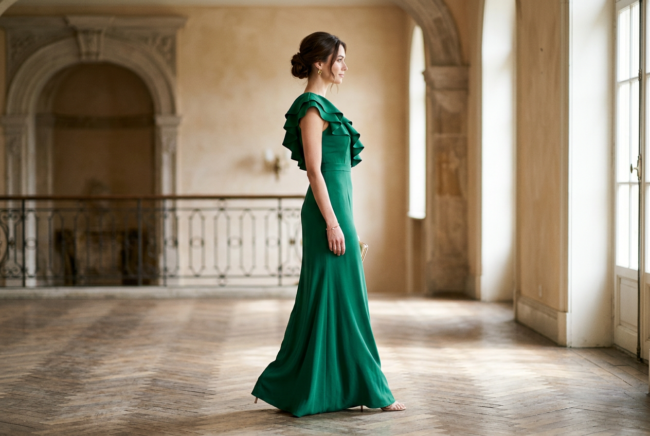 One Shoulder Ruffle Gown - Park Lane Styling & Consulting