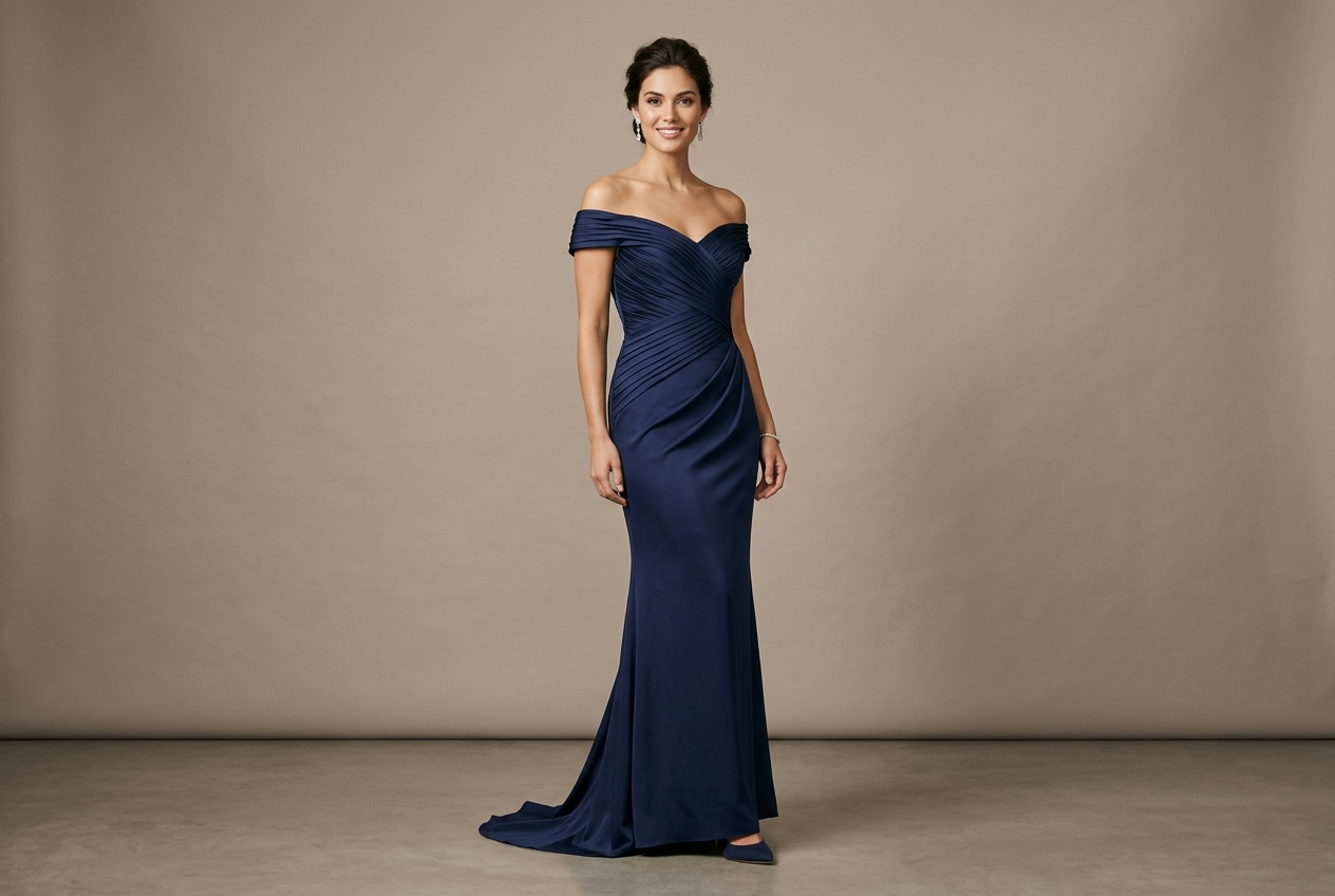 Pleated Bodice Off Shoulder Sheath Silhouette - Park Lane Styling & Consulting