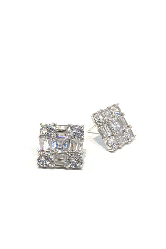 Lexi square stud, White Gold finish - Park Lane Styling & Consulting