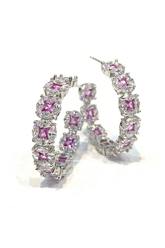 Lucia hoop, White Gold finish, Pink Sapphire - Park Lane Styling & Consulting