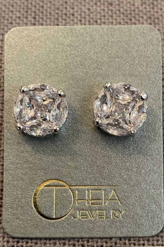 Lucia stud earrings in Princess cut center - Park Lane Styling & Consulting
