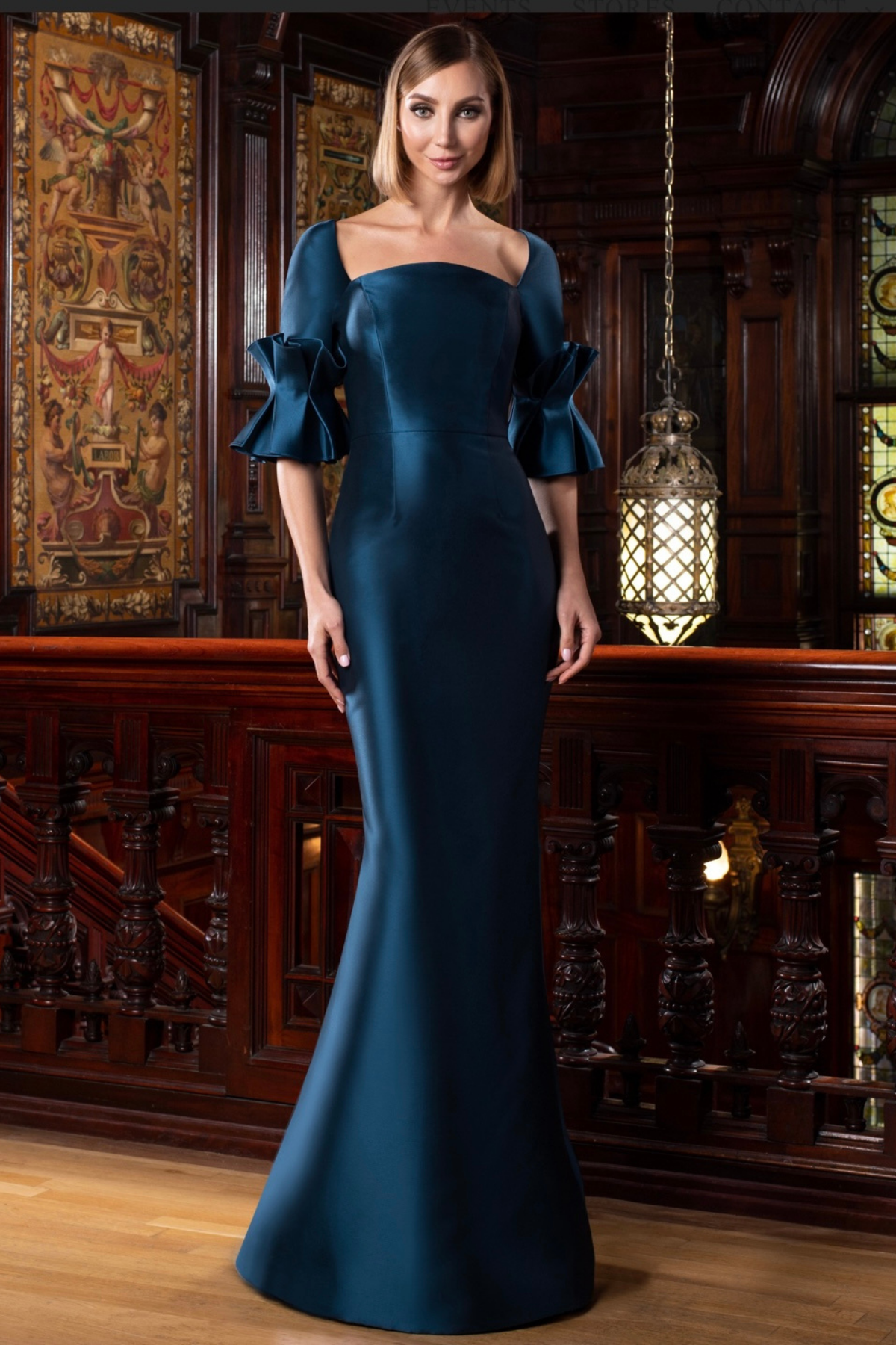 Stunning 3/4 sleeve with Pleated cuff gown - Park Lane Styling & Consulting