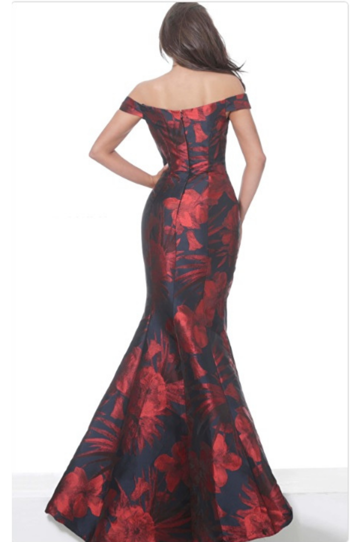 OFF SHOULDER FLORAL SATIN MERMAID GOWN - Park Lane Styling & Consulting