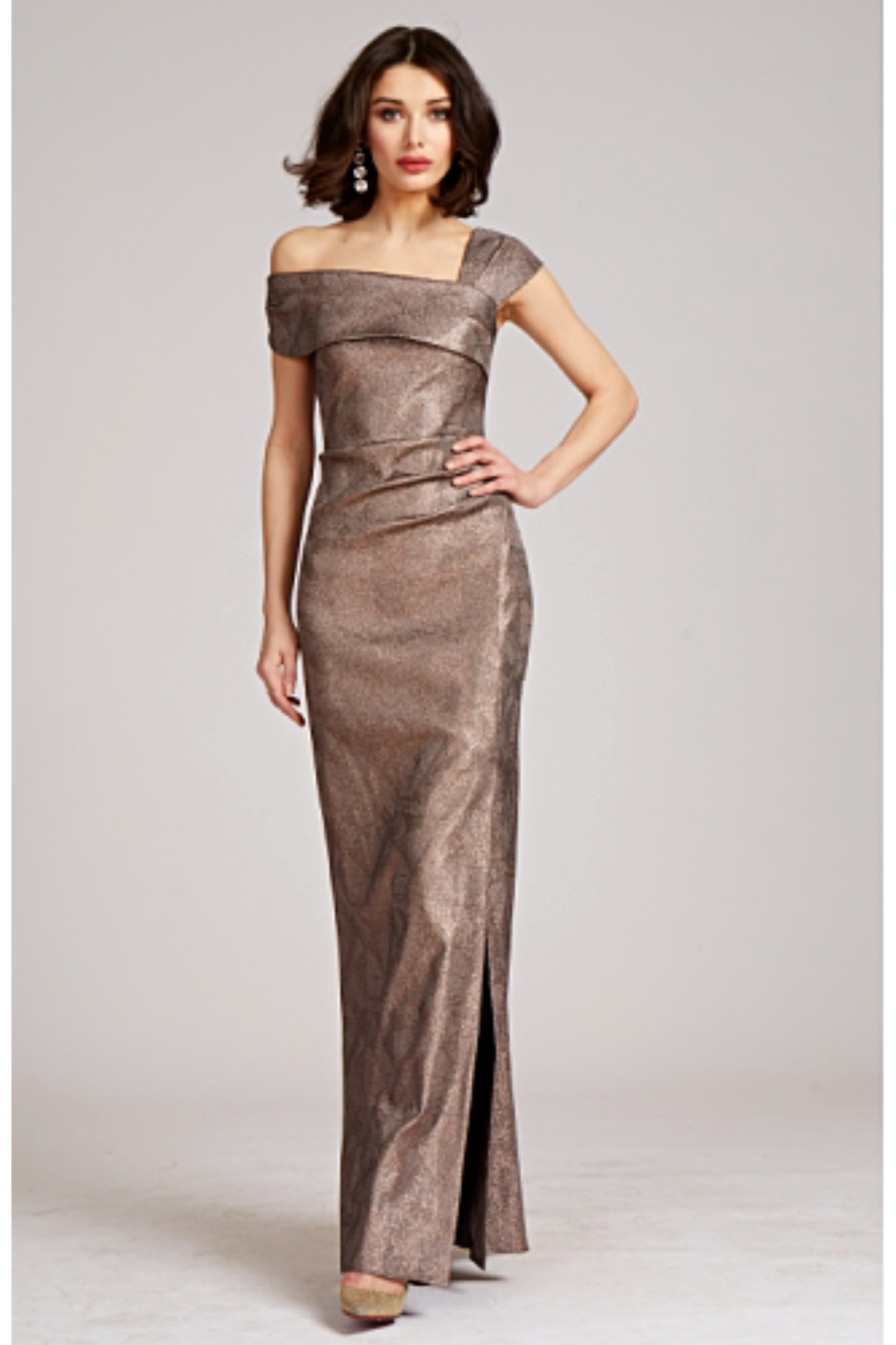 JACQUARD ASYMMETRICAL SHOULDER GOWN - Park Lane Styling & Consulting