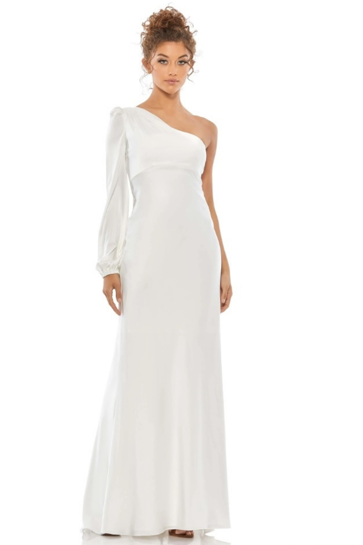 ONE SHOULDER BLOUSON SLEEVE GOWN - Park Lane Styling & Consulting